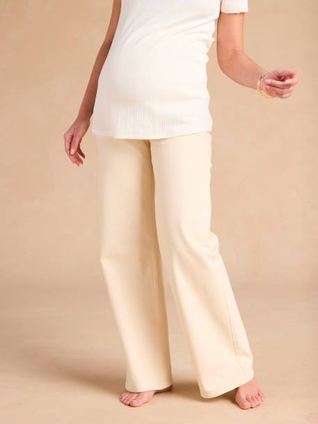 Wide-Leg Maternity Jeans with Seamless Belly Band, ENVIE DE FRAISE ecru - vertbaudet enfant 