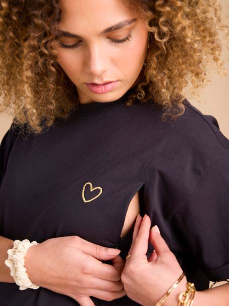 Organic Cotton T-Shirt, Maternity & Nursing Special, ENVIE DE FRAISE anthracite - vertbaudet enfant 