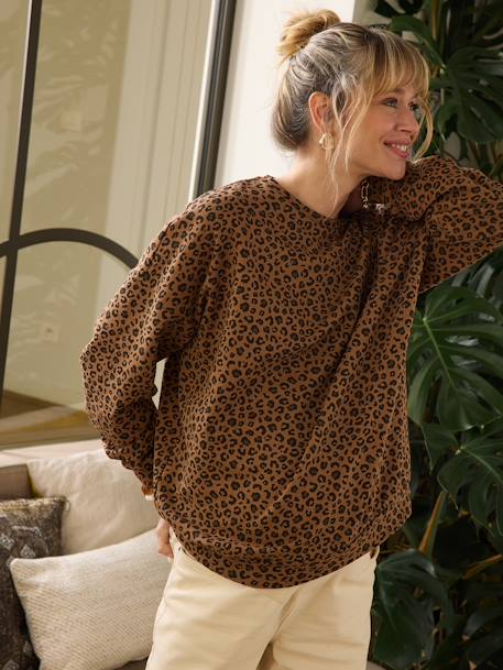 Sweat femme léopard capsule mère-fille beige - vertbaudet enfant 