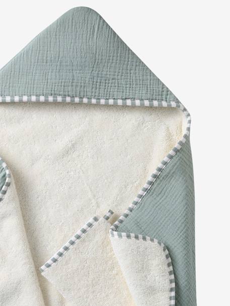 Coffret cadeau naissance cape de bain réversible personnalisable et gant vert sauge - vertbaudet enfant 