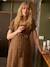 Robe longue grossesse effet cache-coeur en gaze de coton argile+beige+marine+terracotta - vertbaudet enfant 