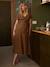 Robe longue grossesse effet cache-coeur en gaze de coton argile+beige+marine+terracotta - vertbaudet enfant 