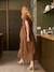 Robe longue grossesse effet cache-coeur en gaze de coton argile+beige+marine+terracotta - vertbaudet enfant 