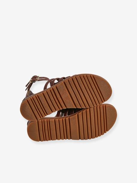 Pair of Leather-Look Gladiator Sandals for Children, Designed for Autonomy brown - vertbaudet enfant 