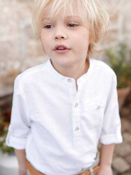 Chemise col Mao personnalisable blanc+bleu ardoise+bleu ciel+vert sauge - vertbaudet enfant 