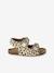 Leather Hook-&-Loop Sandals with Fur-Effect, for Children printed beige - vertbaudet enfant 