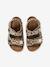 Leather Hook-&-Loop Sandals with Fur-Effect, for Children printed beige - vertbaudet enfant 