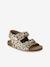 Leather Hook-&-Loop Sandals with Fur-Effect, for Children printed beige - vertbaudet enfant 