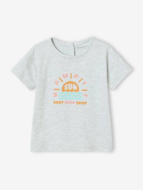 Hawaiian Print T-Shirt for Babies marl grey - vertbaudet enfant 
