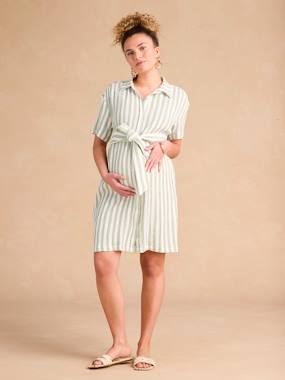 Robe chemise à larges rayures grossesse et allaitement en gaze de coton - vertbaudet enfant Robe chemise à larges rayures grossesse et allaitement en gaze de coton - vertbaudet enfant