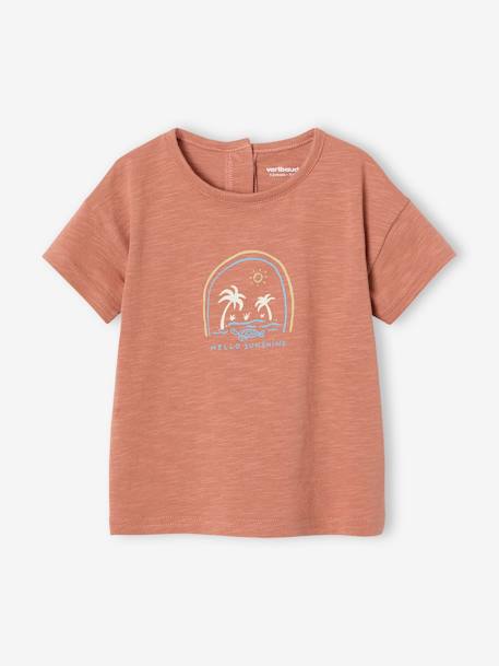 T-Shirt with 'Beach' Design for Babies terracotta - vertbaudet enfant 