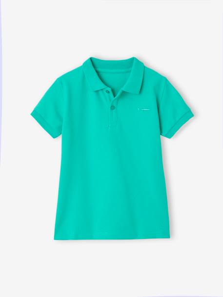 Polo garçon manches courtes broderie poitrine blanc+bleu+jaune pâle+kaki clair+MARINE+terracotta+vert émeraude - vertbaudet enfant 