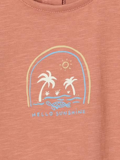 T-Shirt with 'Beach' Design for Babies terracotta - vertbaudet enfant 