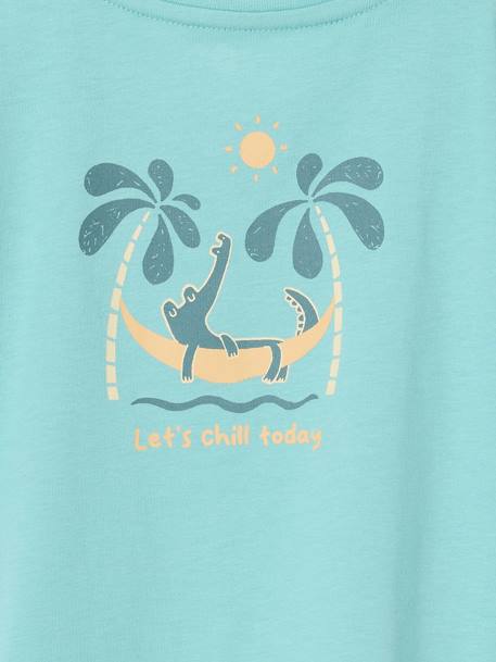 T-Shirt with Large Motif on the Back & Press Stud on Shoulder for Babies turquoise - vertbaudet enfant 
