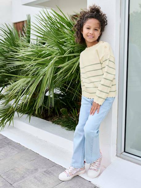 Jean tregging fille large bleu clair+bleu foncé+bleu moyen+denim gris - vertbaudet enfant 