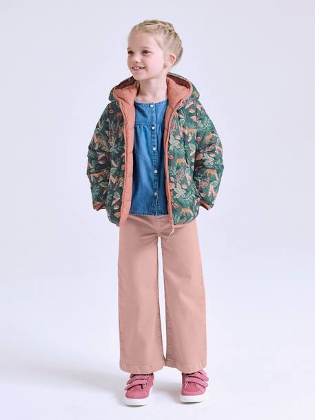 Girls' Basics Large Leggings mauve+navy blue - vertbaudet enfant 