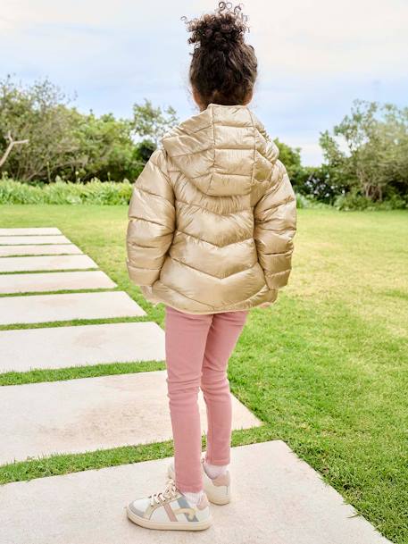 Doudoune fille légère à capuche effet brillant métallisé or+rose - vertbaudet enfant 