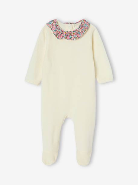 Velour & Liberty Fabric Pyjamas, ENVIE DE FRAISE ecru - vertbaudet enfant 