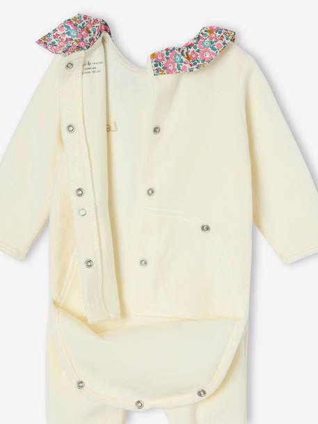 Velour & Liberty Fabric Pyjamas, ENVIE DE FRAISE ecru - vertbaudet enfant 