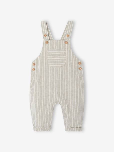 Ensemble bébé naissance cérémonie chemise salopette en lin et coton argile+bleu - vertbaudet enfant 