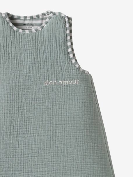 Baby Sleep Bag in Organic Cotton Gauze, ENVIE DE FRAISE sage green - vertbaudet enfant 