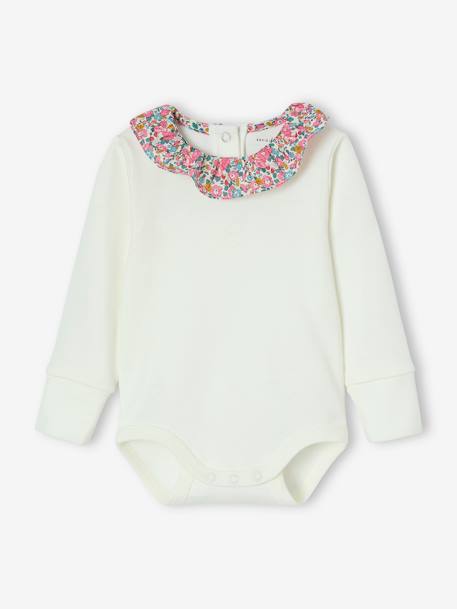 Body bébé fille évolutif col en tissu Liberty personnalisable écru - vertbaudet enfant 