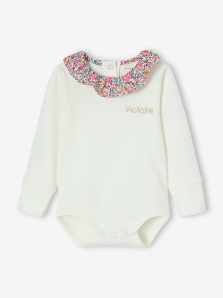 Body bébé fille évolutif col en tissu Liberty personnalisable écru - vertbaudet enfant 