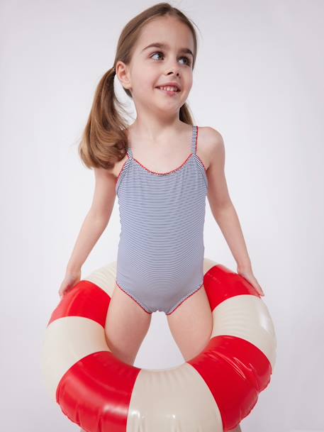 Striped Swimsuit for Girls, PETIT BATEAU blue - vertbaudet enfant 