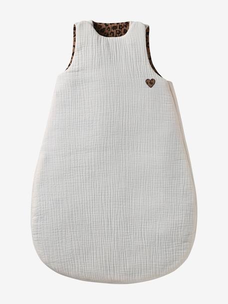 Reversible Baby Sleep Bag in Organic Cotton Gauze, ENVIE DE FRAISE ecru - vertbaudet enfant 