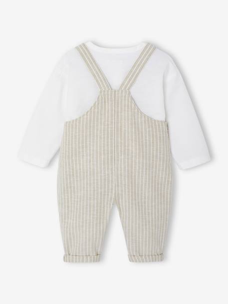 Ensemble bébé naissance cérémonie chemise salopette en lin et coton argile+bleu - vertbaudet enfant 