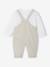 Ensemble bébé naissance cérémonie chemise salopette en lin et coton argile+bleu - vertbaudet enfant 