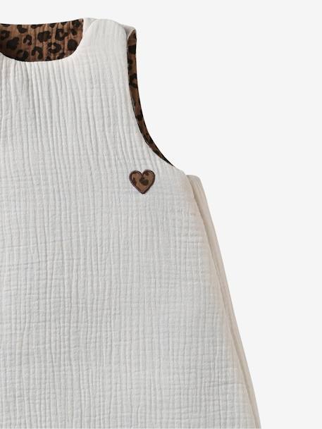 Reversible Baby Sleep Bag in Organic Cotton Gauze, ENVIE DE FRAISE ecru - vertbaudet enfant 