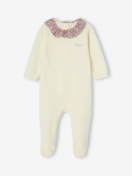Velour & Liberty Fabric Pyjamas, ENVIE DE FRAISE ecru - vertbaudet enfant 