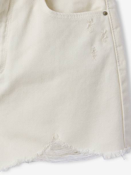Distressed Denim Shorts for Girls, JONEN medium blue+vanilla - vertbaudet enfant 