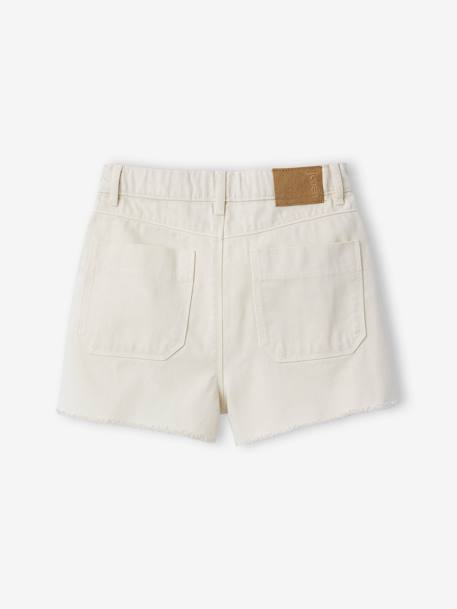 Distressed Denim Shorts for Girls, JONEN medium blue+vanilla - vertbaudet enfant 