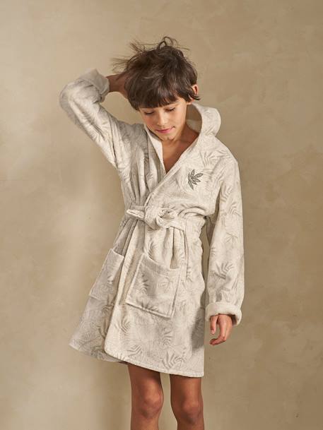 Bathrobe with Recycled Cotton for Children, Green Jungle printed green - vertbaudet enfant 