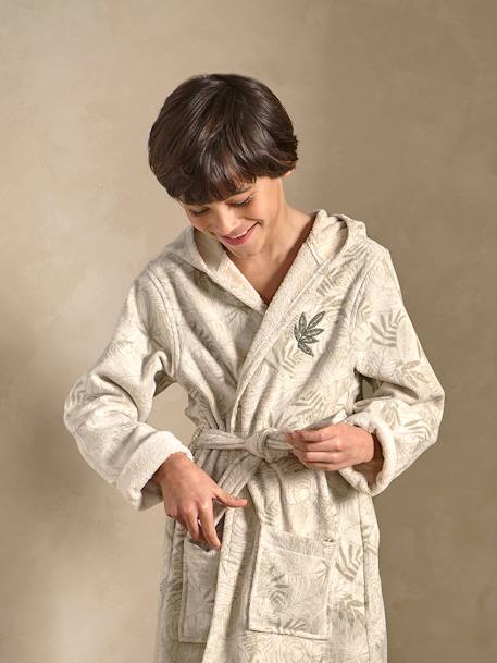 Peignoir de bain enfant personnalisable GREEN JUNGLE, avec coton recyclé vert imprimé - vertbaudet enfant 