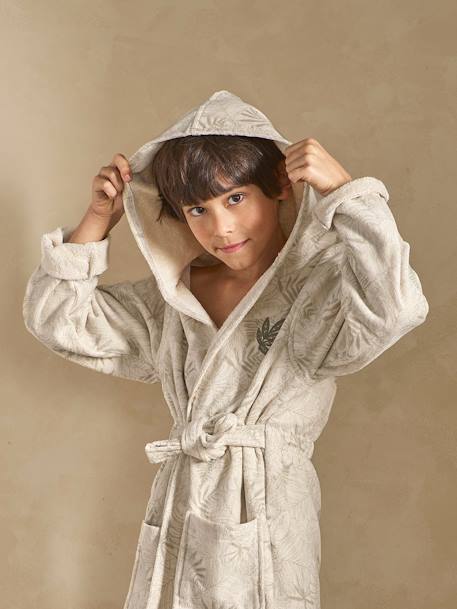 Bathrobe with Recycled Cotton for Children, Green Jungle printed green - vertbaudet enfant 