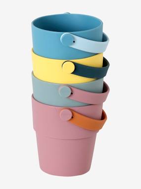 -Lot de 4 seaux de bain colorés en silicone