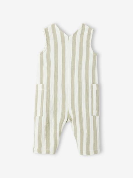 Combinaison bébé gaze de coton rayée rayé vert - vertbaudet enfant 