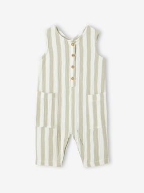 -Combinaison bébé gaze de coton rayée