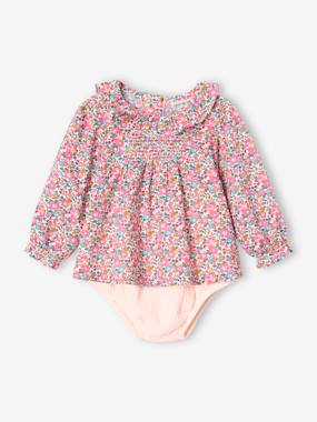 -Ensemble naissance 2 pièces blouse tissu Liberty et bloomer
