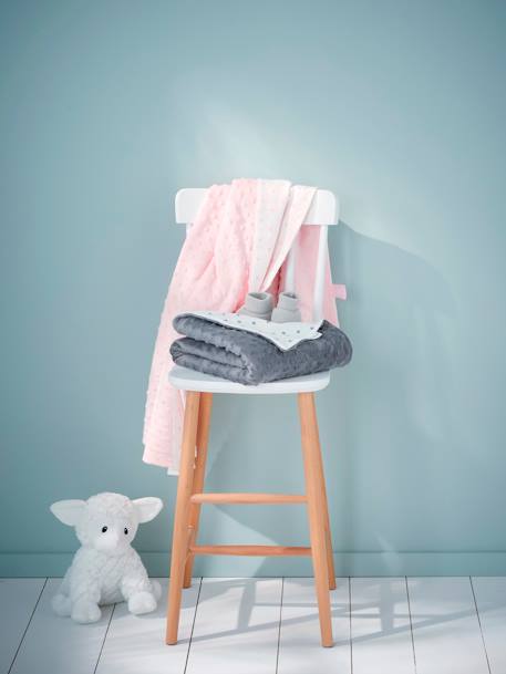 Plaid bébé en polaire minky et molleton STELLA EAU DE ROSE+GRIS - vertbaudet enfant 