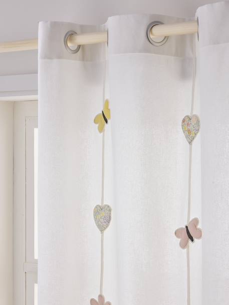 Rideau guirlande à oeillets tamisant papillons et fleurs Champêtre écru - vertbaudet enfant 
