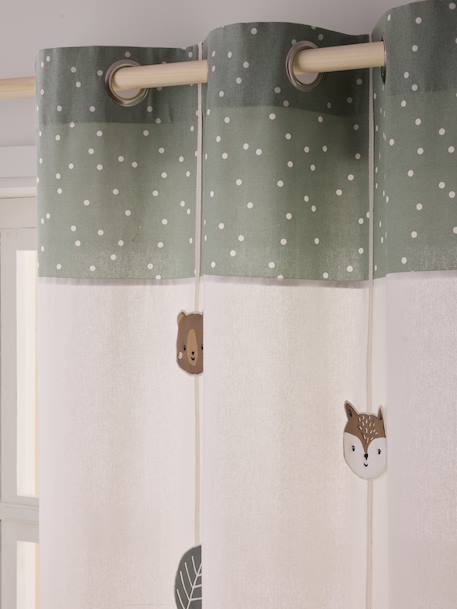 Rideau guirlande à oeillets tamisant animaux Green Forest vert sauge - vertbaudet enfant 