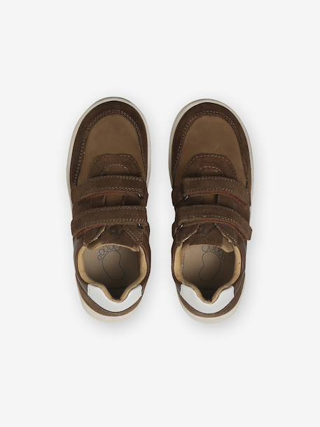 Leather Hook-&-Loop Trainers for Children, Designed for Autonomy brown - vertbaudet enfant 