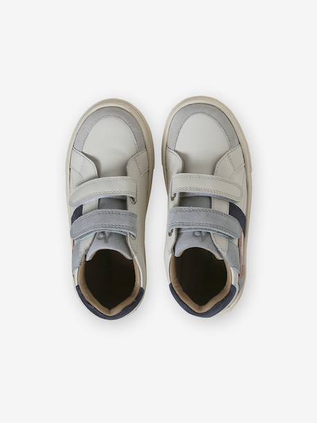 Baskets enfant garçon cuir à scratchs écru+lot blanc+lot bleu - vertbaudet enfant 