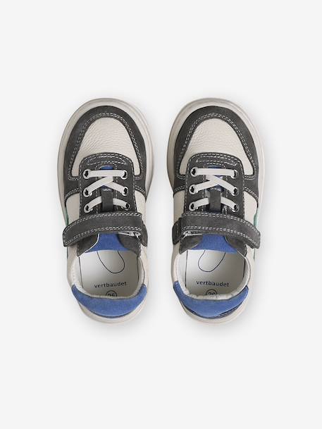 Basket enfant garçon cuir à scratchs et lacets élastiqués lot blanc+lot vert - vertbaudet enfant 