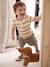 Honeycomb Knit Striped T-Shirt for Babies cappuccino+tomato red - vertbaudet enfant 