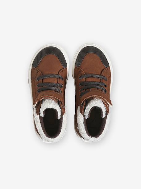 Baskets enfant garçon synthétique à scratchs et lacets élastiqués marron - vertbaudet enfant 